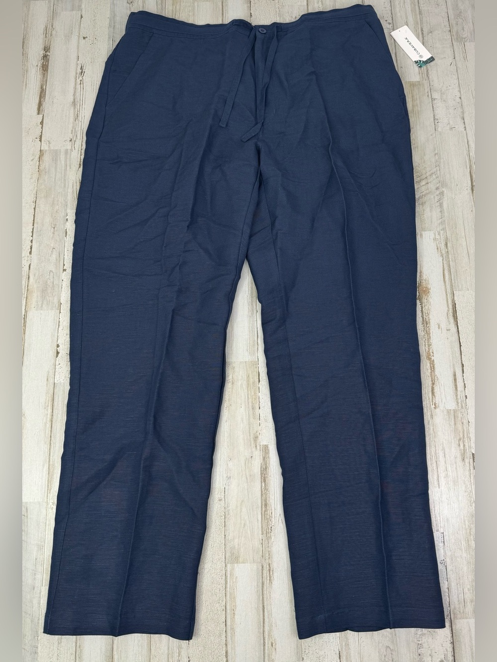 Cubavera Mens XL (40x32) Linen Blend Blue Drawstring Pants Natural NWT